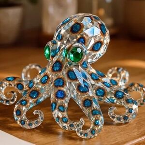 Resin Octopus Figurine with Blue Accents